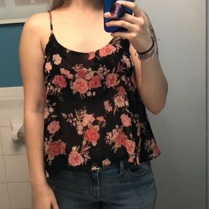 Floral flowy sheer tank